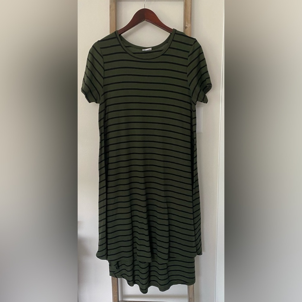 Lularoe - Striped Green Midi Dress - Size Medium